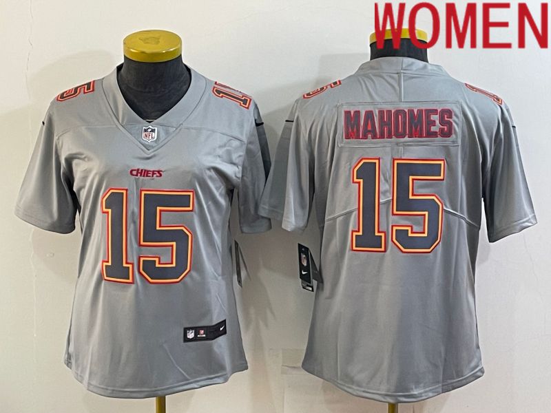 Women Kansas City Chiefs 15 Mahomes Grey 2022 Nike Limited Vapor Untouchable NFL Jersey